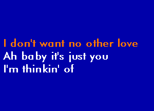 I don't want no other love

Ah be by it's iust you
I'm thinkin' of