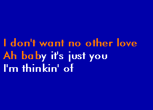 I don't want no other love

Ah be by it's iust you
I'm thinkin' of