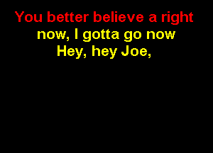You better believe a right
now, I gotta go now
Hey, hey Joe,