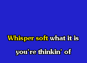 Whisper soft what it is

you're thinkin' of