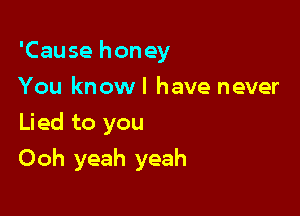 'Cause honey

You knowl have never
Lied to you

Ooh yeah yeah