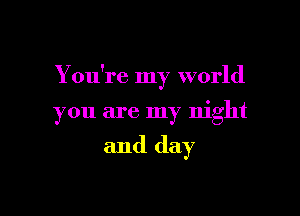 You're my world

you are my night

and day