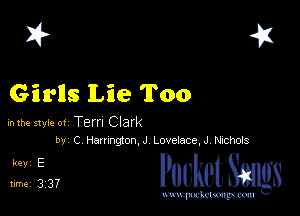 I? 451

Girlls lL'ne Too

hlhe 51er 0! Tem Clark
by C Harmgton,J Lovelace,J Nnchois

5,153, cheth

www.pcetmaxu