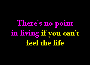 There's no point
in living if you can't

feel the life