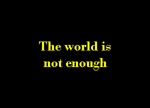 The world is

not enough
