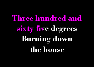 Three hundred and
Sixty iive degrees
Burning down

the house