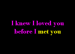 I knew I loved you

before I met you