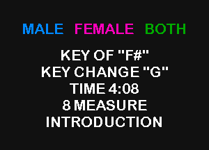KEY OF Fit
KEYCHANGEG

TIME4i08
8 MEASURE
INTRODUCTION