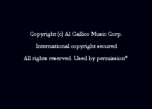 Copyright (0) A1 Callioo Mumc Corp
hmmdorml copyright nocumd

All rights marred, Uaod by pcrmmnon'