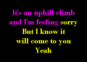 It's an uphill climb
and I'm feeling sorry
But I know it

will come to you

Yeah