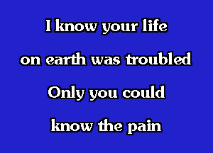 I know your life
on earth was troubled
Only you could

know the pain