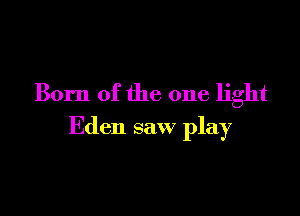 Born of the one light

Eden saw play