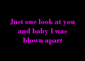 Just one look at you

and baby I was

blown apart