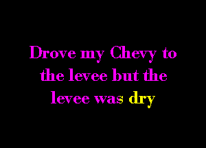 Drove my Chevy to

the levee but the
levee was dry