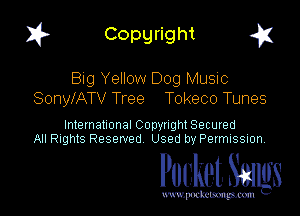 I? Copgright g

Big Yellow Dog Music
SonyfATV Tree Tokeco Tunes

International Copyright Secured
All Rights Reserved Used by Petmlssion

Pocket. Smugs

www. podmmmlc