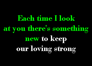 Each time I look
at you there's something

new to keep
our loving strong