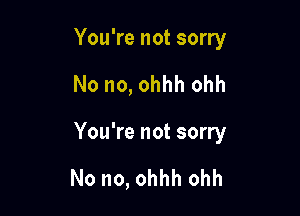 You're not sorry

No no, ohhh ohh

You're not sorry

No no, ohhh ohh