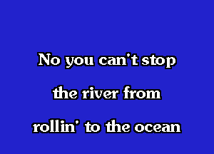 No you can't stop

the river from

rollin' to the ocean