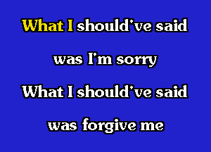 What I should've said
was I'm sorry

What I should've said

was forgive me