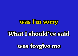 was I'm sorry

What I should've said

was forgive me