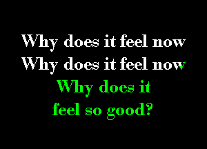 Why does it feel now

Why does it feel now
Why does it
feel so good?