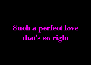 Such a perfect love

that's so right