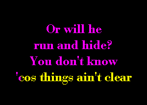 Or will he
run and hide?
You don't know

'cos things ain't clear