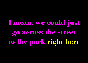 I mean, we could just
go across the street

to the park right here