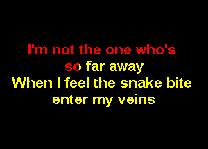 I'm not the one who's
so far away

When I feel the snake bite
enter my veins