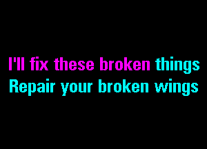 I'll fix these broken things

Repair your broken wings
