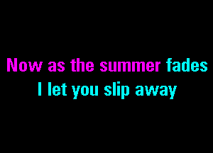 Now as the summer fades

I let you slip away