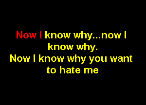 Now I know why...now I
know why.

Now I know why you want
to hate me