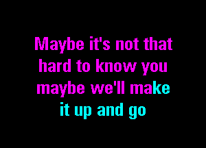 Maybe it's not that
hard to know you

maybe we'll make
it up and go