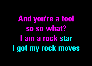 And you're a tool
so so what?

I am a rock star
I got my rock moves