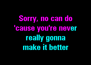 Sorry, no can do
'cause you're never

really gonna
make it better