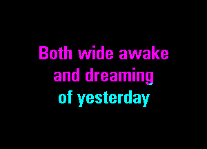 Both wide awake

and dreaming
of yesterday