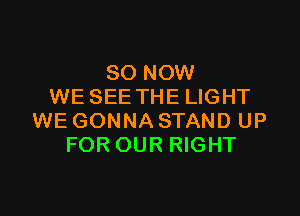 80 NOW
WE SEE THE LIGHT

WE GONNA STAND UP
FOR OUR RIGHT