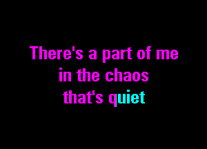 There's a part of me

in the chaos
that's quiet
