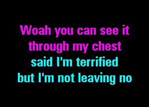 Woah you can see it
through my chest

said I'm terrified
but I'm not leaving no