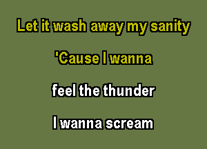 Let it wash away my sanity

'Cause I wanna
feel the thunder

lwanna scream