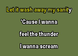 Let it wash away my sanity

'Cause I wanna
feel the thunder

lwanna scream