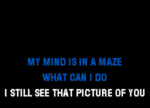 MY MIND IS IN A MAZE
WHAT CAN I DO
I STILL SEE THAT PICTURE OF YOU