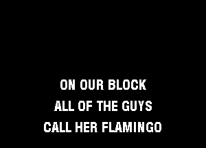 ON OUR BLOCK
ALL OF THE GUYS
CALL HER FLAMIHGO