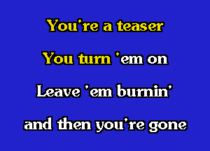 You're a teaser
You turn 'em on

Leave 'em burnin'

and then you're gone