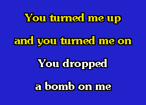 You tamed me up

and you turned me on

You dropped

a bomb on me