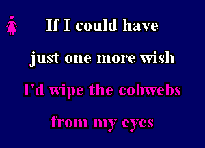 If I could have

just one more Wish