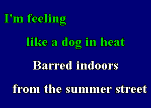 I'm feeling

like a dog in heat

Barred indoors

from the summer street