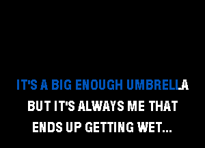 IT'S A BIG ENOUGH UMBRELLA
BUT IT'S ALWAYS ME THAT
ENDS UP GETTING WET...