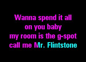 Wanna spend it all
on you baby

my room is the g-spot
call me Mr. Flintstone