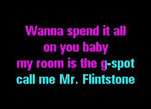 Wanna spend it all
on you baby

my room is the g-spot
call me Mr. Flintstone